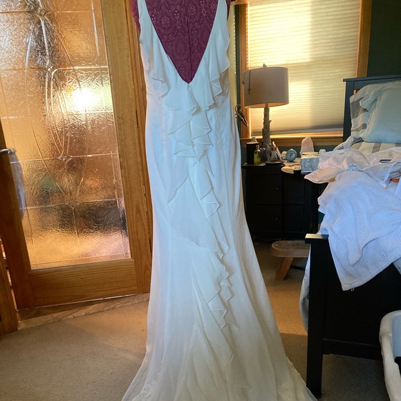 Galina Chiffon Ruffle Back Wedding Dress - Picture 8 of 10